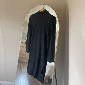 midi black turtleneck dress